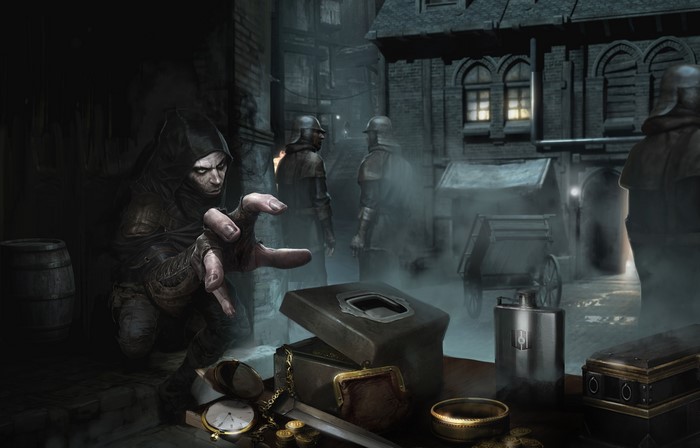 Garrett the Thief in a dark alley