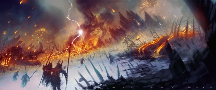 Diablo III Warriors in a Fiery Battle