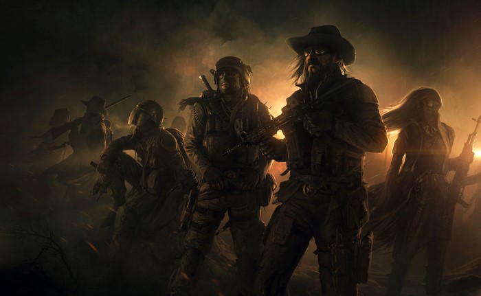 Warriors from Wasteland 2 with assault rifles