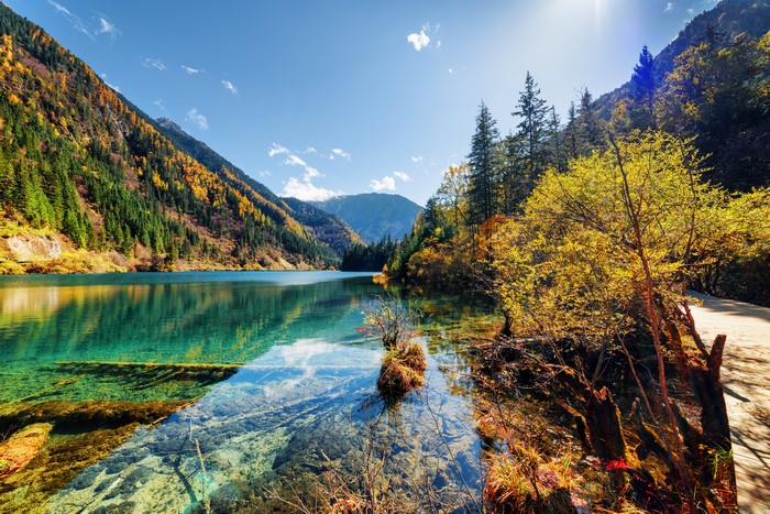 Jiuzhaigou Park Lake in Autumn, China