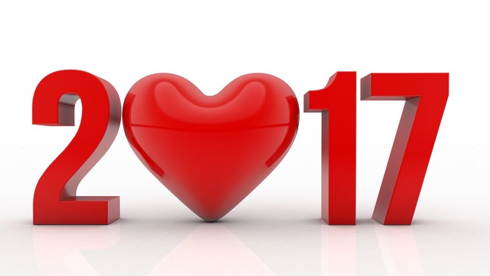 Red 2017 Heart on White Background