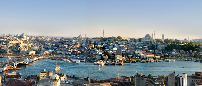 4K Istanbul Turkey cityscape with bridges and water