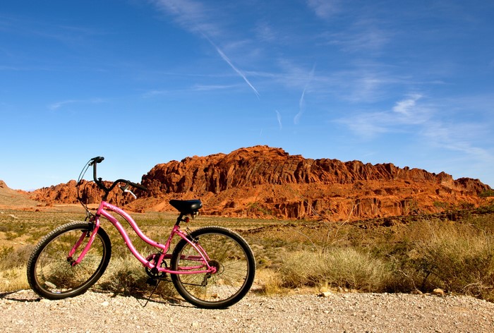 Pink bicycle in Valley of Fire State Park, Nevada
