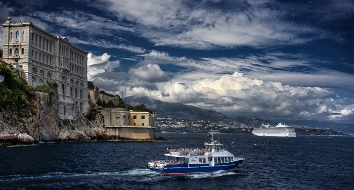 Oceanographic Museum of Monaco with boats on the sea