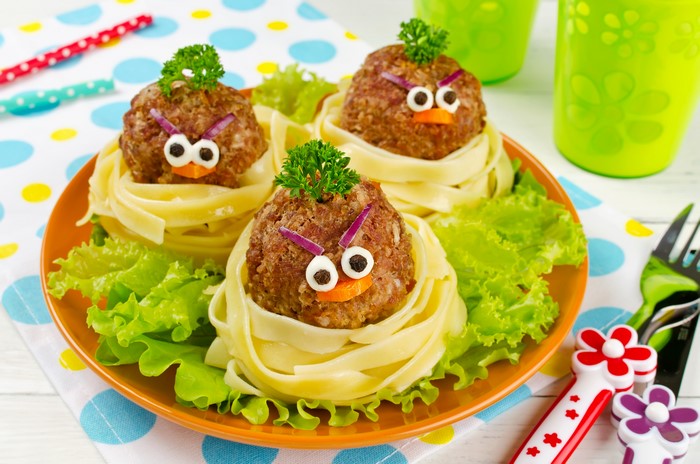 Angry Birds Meatballs with Pasta