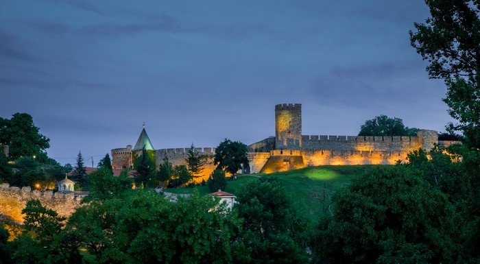 Kalemegdan Fortress in Belgrade, Serbia at Evening