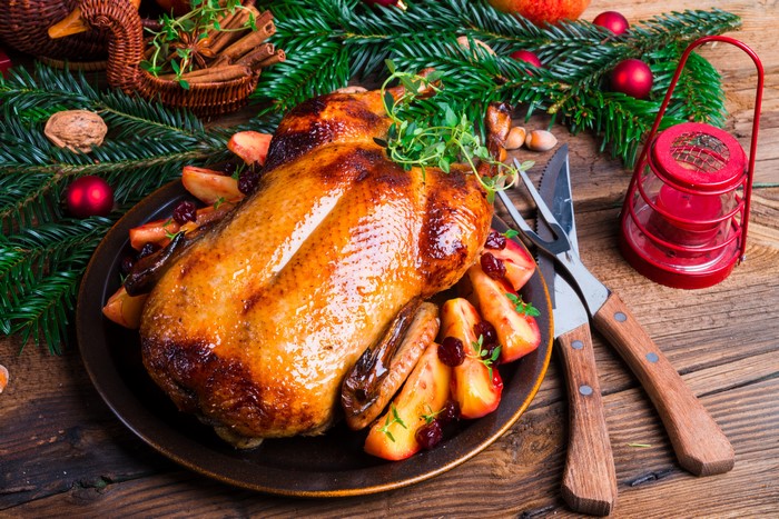 Roast Duck with Apples and Cranberries