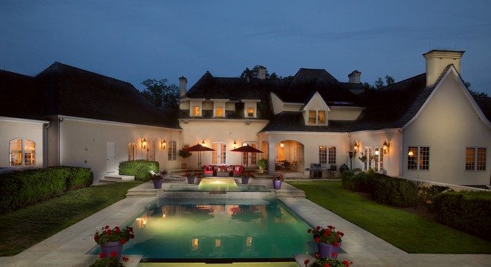 Luxury Villa with Pool at Dusk