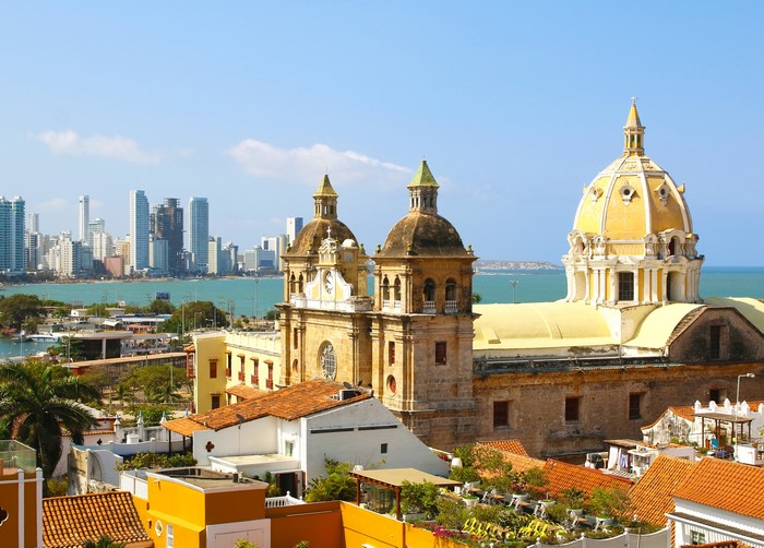 Cartagena Cathedral and skyline, Colombia