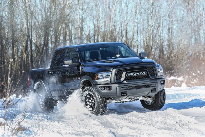 2017 Ram 1500 Rebel Black Crew Cab in Snow