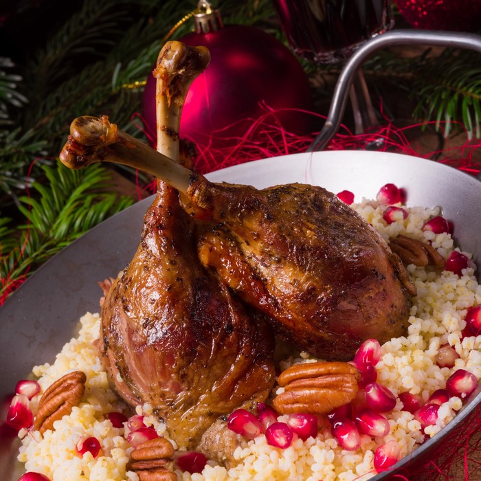 Christmas Roast Duck with Grains and Pomegranate