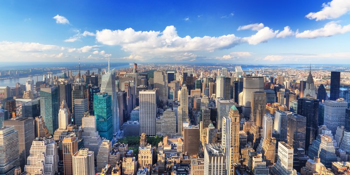 4K New York City Manhattan Skyline From Above