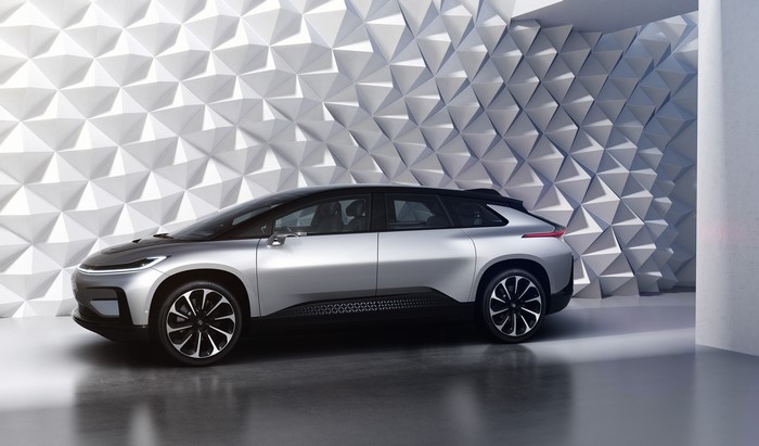 4K 2017 Faraday Future FF 91 Silver Side