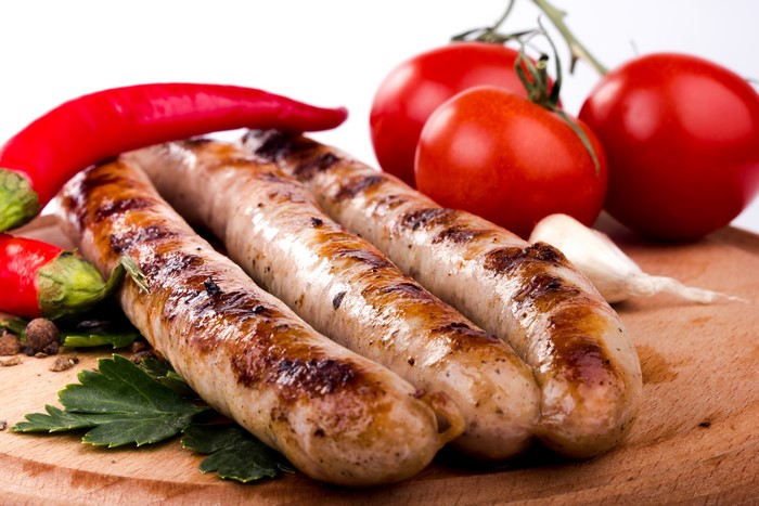 Grilled Sausages with Tomatoes and Chili Peppers