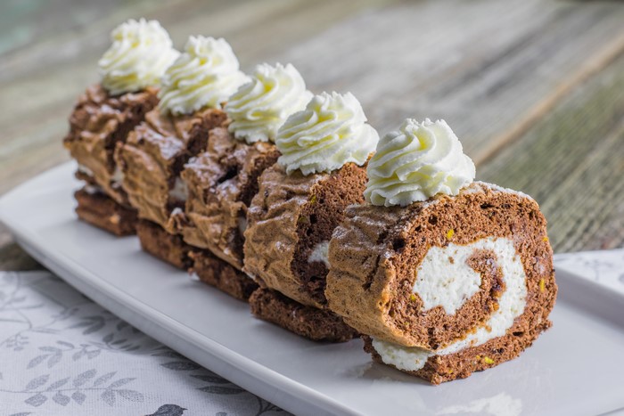 Chocolate Swiss Roll with Cream