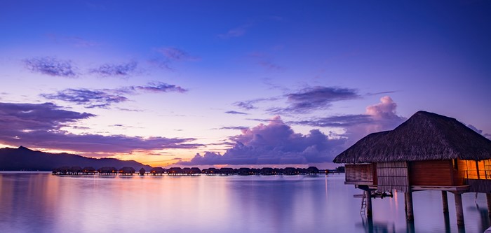 Bora Bora Overwater Bungalows at Sunset