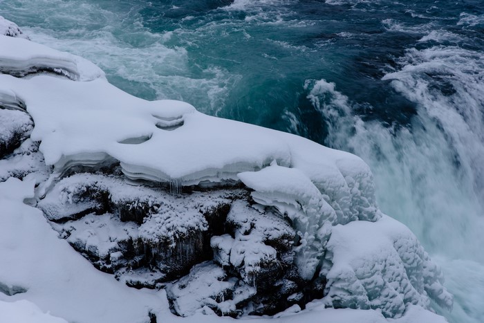 Snowy Waterfall in Iceland