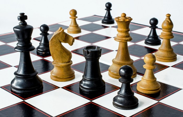 Chess pieces on a chessboard
