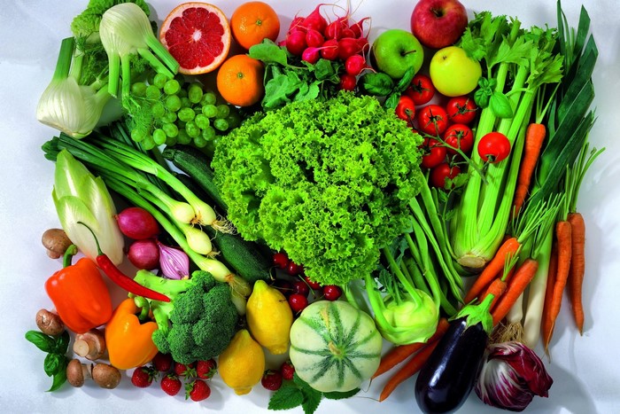 Assortment of fresh fruits and vegetables