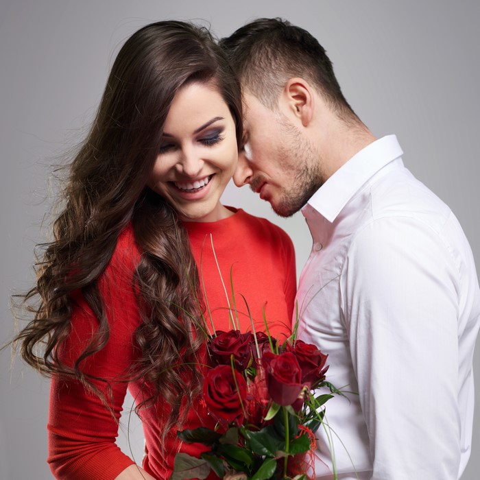 Couple with red roses