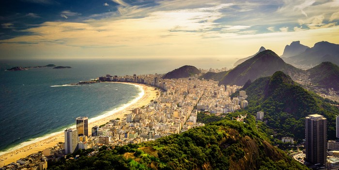 Copacabana Beach and Rio de Janeiro Mountains from Above