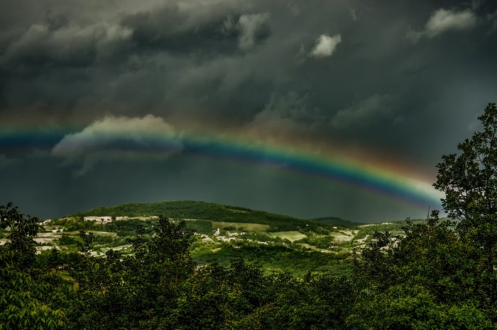Rainbow over Lugagnano Val d'Arda, Italy