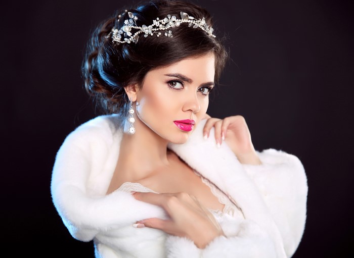 Woman with Tiara and White Fur