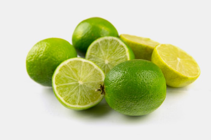 Limes on a white background