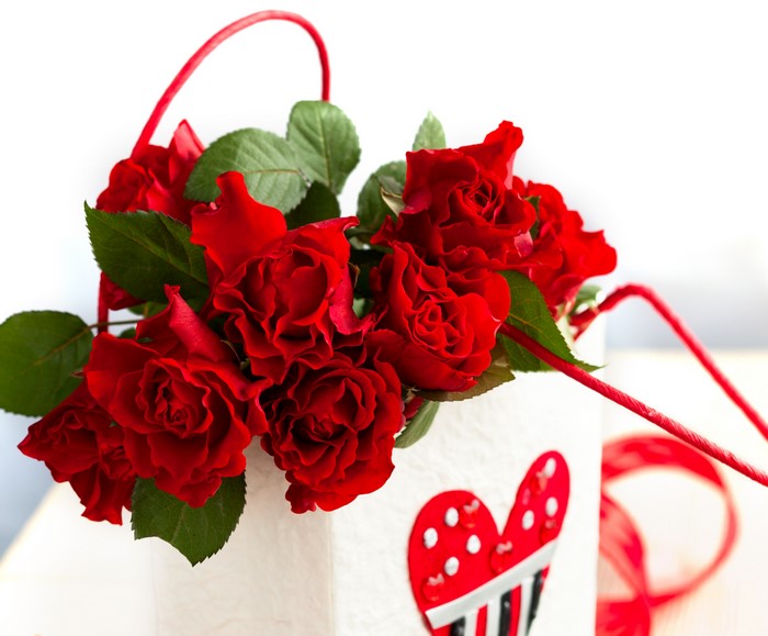 Red Roses in a Decorative Box