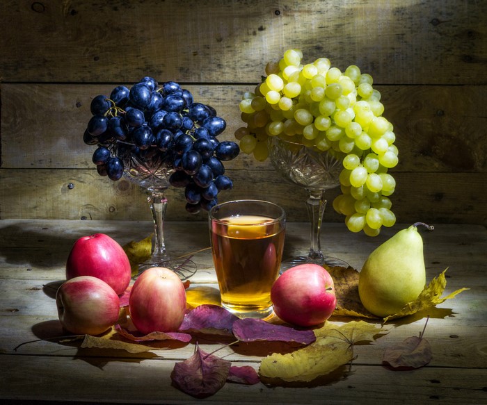 Still-life with Grapes, Apples, Pears, and Juice