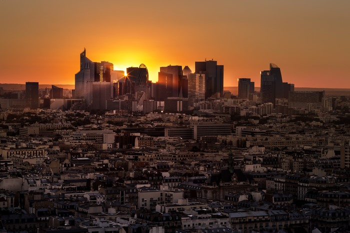 Paris Megapolis Skyline at Sunset