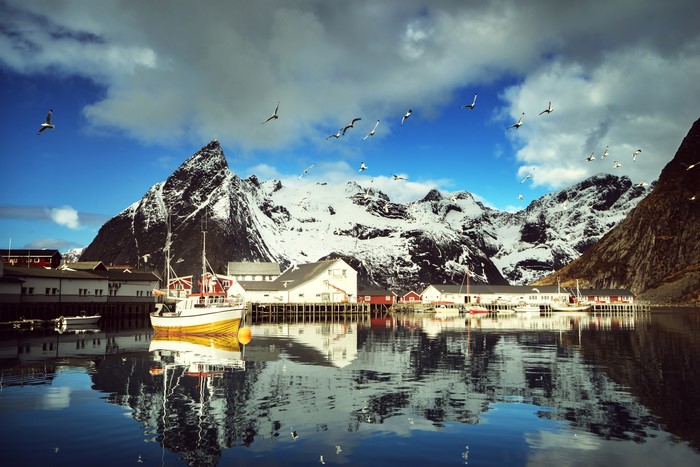 Reine, Norway: Lofoten Mountains and Marina