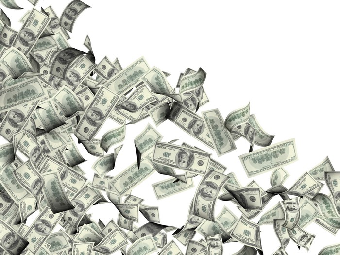 4K 100 Dollar Bills Falling