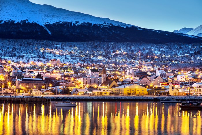 4K Ushuaia Argentina Winter Evening Cityscape
