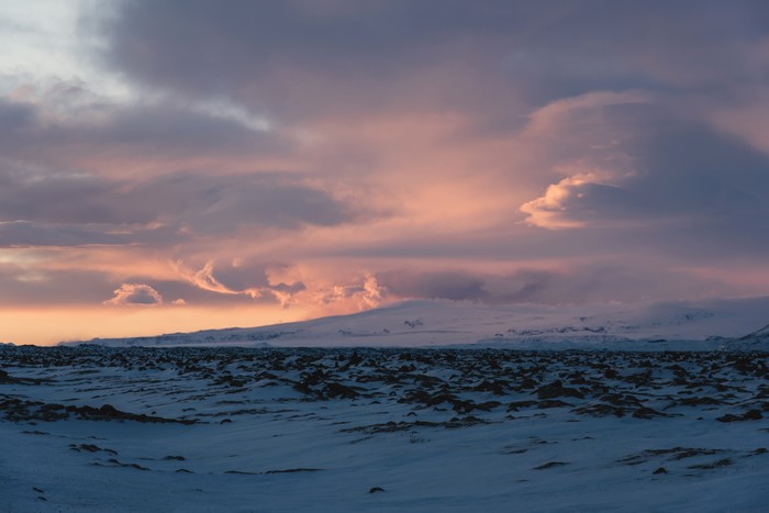 4K Iceland Winter Sky with Clouds and Snow