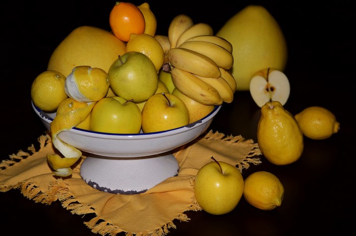 4K Fruit Still Life with Apples, Bananas, and Lemons