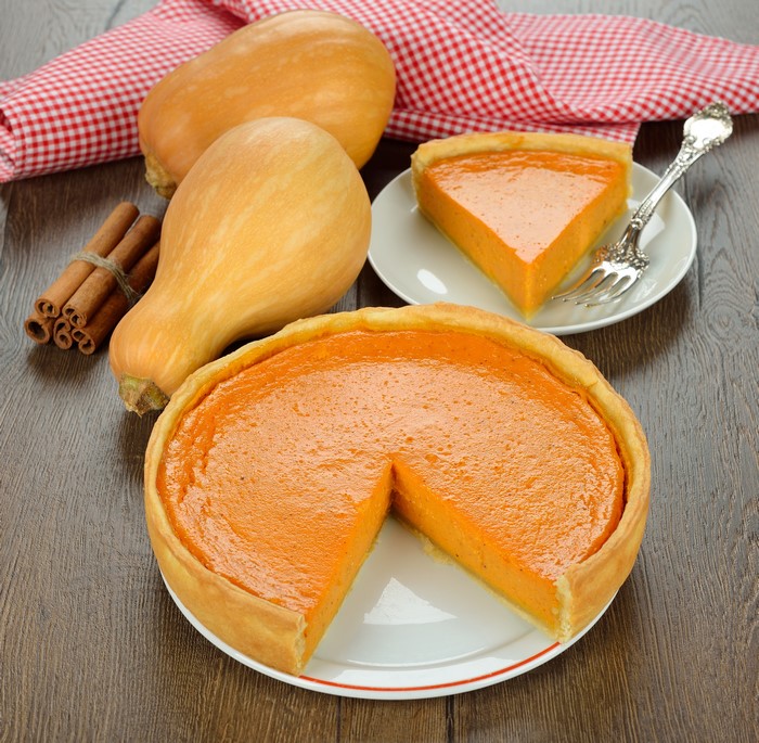 Pumpkin Pie with Butternut Squash and Cinnamon Sticks