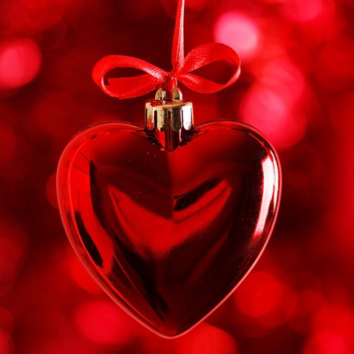 Red Heart Ornament with Red Ribbon