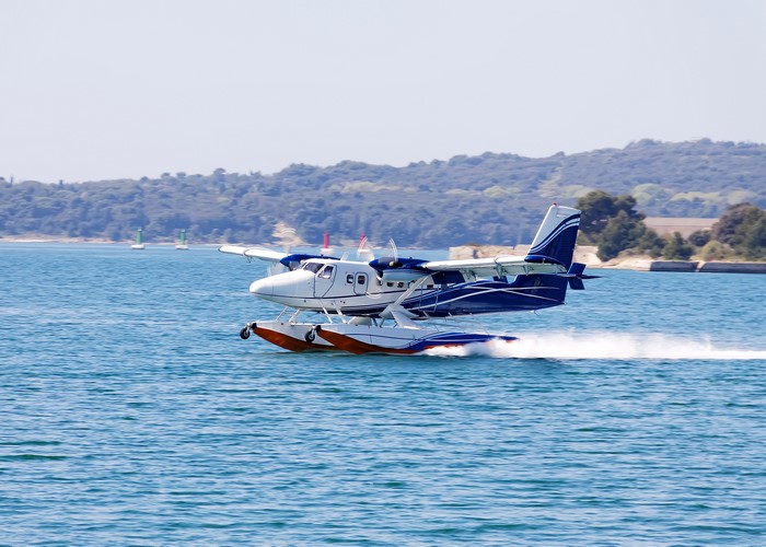 Seaplane taking off from the water