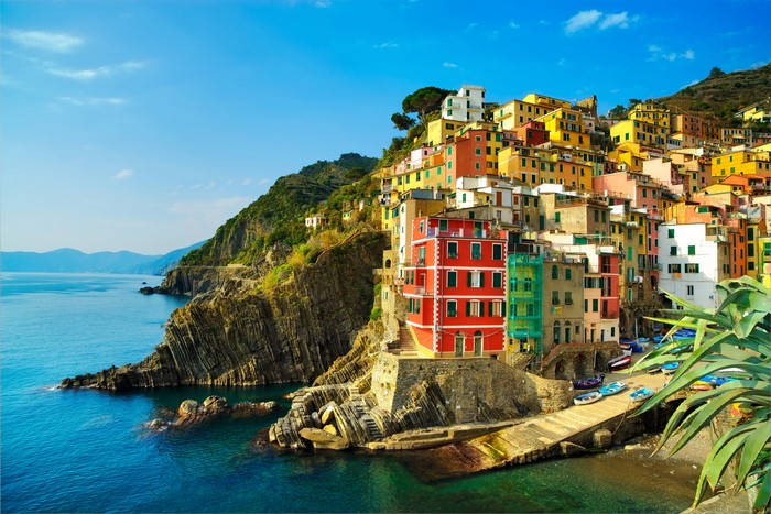 Riomaggiore, Liguria, Italy Coastline with Colorful Houses