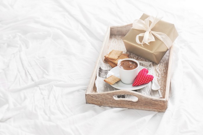 Coffee, Cookies, and Gift on a Tray