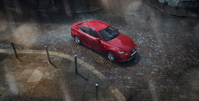 Red 2016 Lexus IS 200t F SPORT in Rain