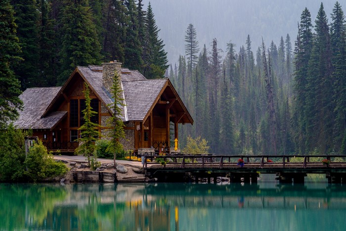 Emerald Lake Lodge and Bridge in Canadian Rockies