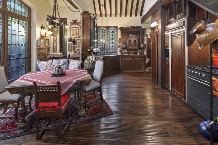 Rustic Kitchen and Dining Area with Wooden Furniture