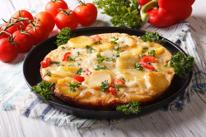 Potato and Pepper Frittata in Frying Pan