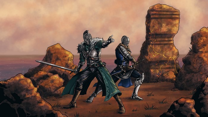 Two Knights from Dark Souls with Swords