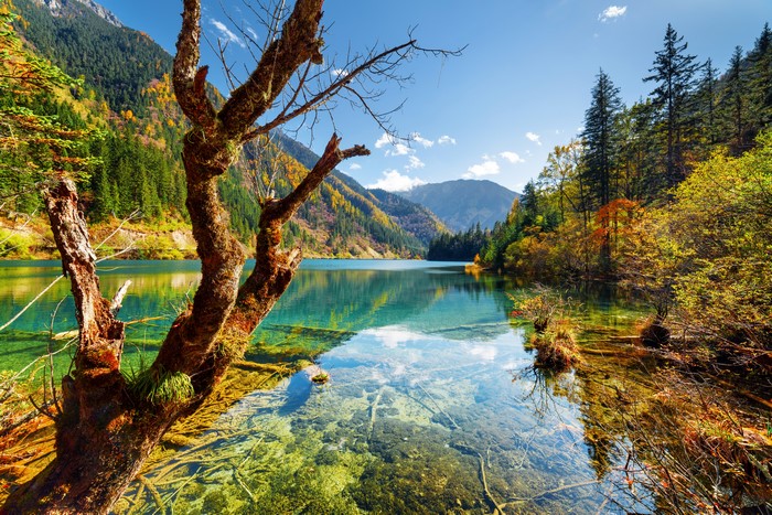Jiuzhaigou Park, China: Autumn Lake and Mountains