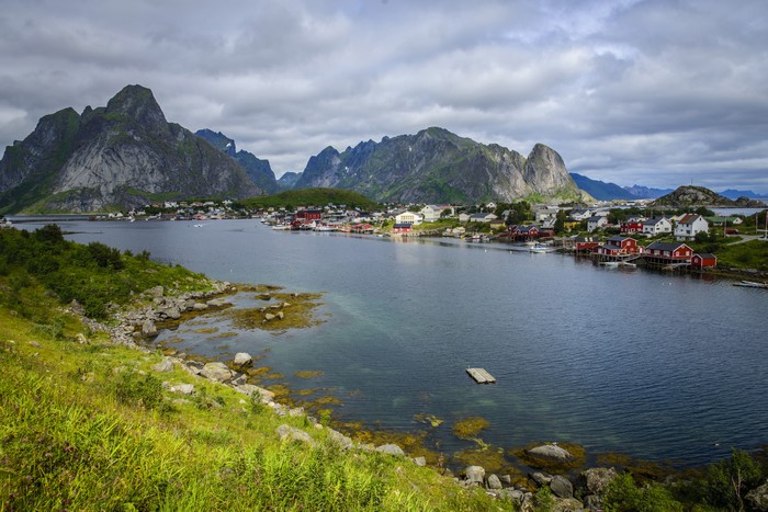 Reine, Lofoten, Norway: Houses and Mountains by the Bay
