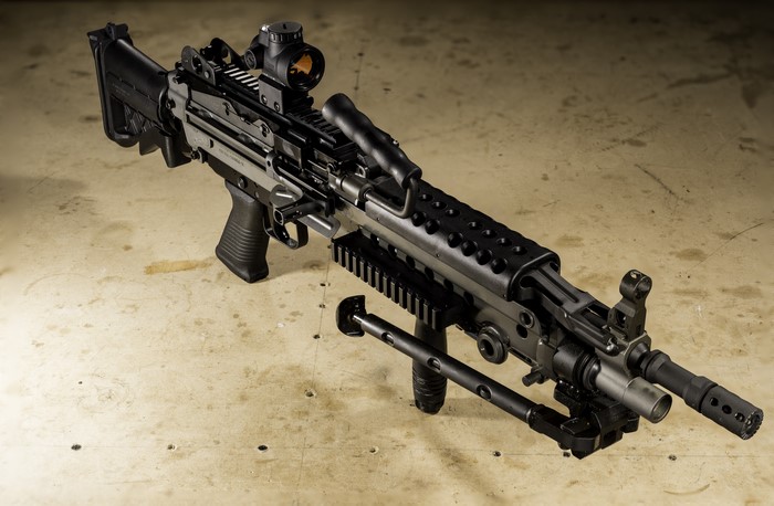 FN M249S machine gun with bipod and optic