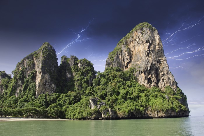 Thailand Islands with Lightning Storm